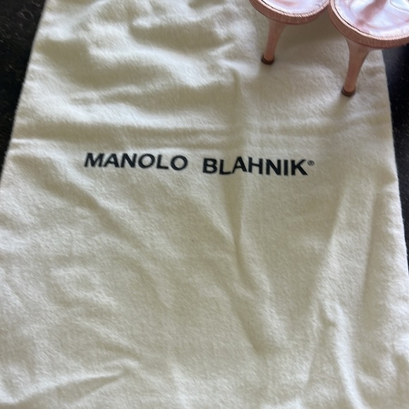 MANOLO BLAHNIK Carolyne Textured tweed Mid-Heel Slingback pink heels 9.5 - Picture 9 of 9